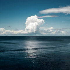seascape with clouds and blue sky background