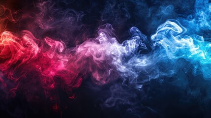Colorful Smoke Swirls in Abstract Pattern with Vibrant Red, Pink, and Blue Hues on Dark Background