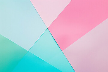 Soft pastel background with pink, blue, and green gradient featuring a triangular paper shape for copy space in the view from above.


