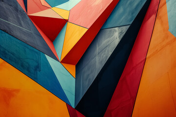 Fototapeta premium abstract background featuring overlapping geometric shapes in vibrant, complementary colors