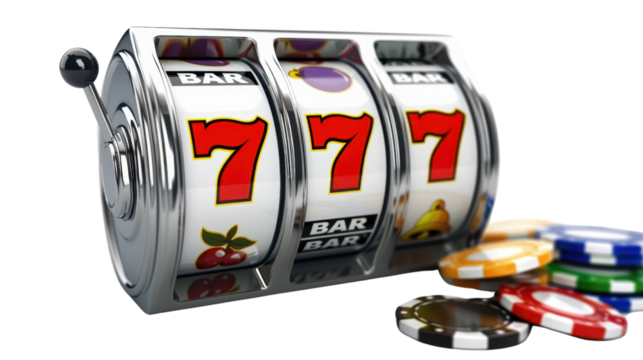Luxury slot machine with 777 on transparent background - Powered by Adobe