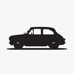 Fototapeta premium Black silhouette of a car in white background