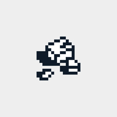 Stones, brick wall, construction icon pixel art style, isolated on white, vector graphic illustration. Design for stickers, logo, web and mobile app.