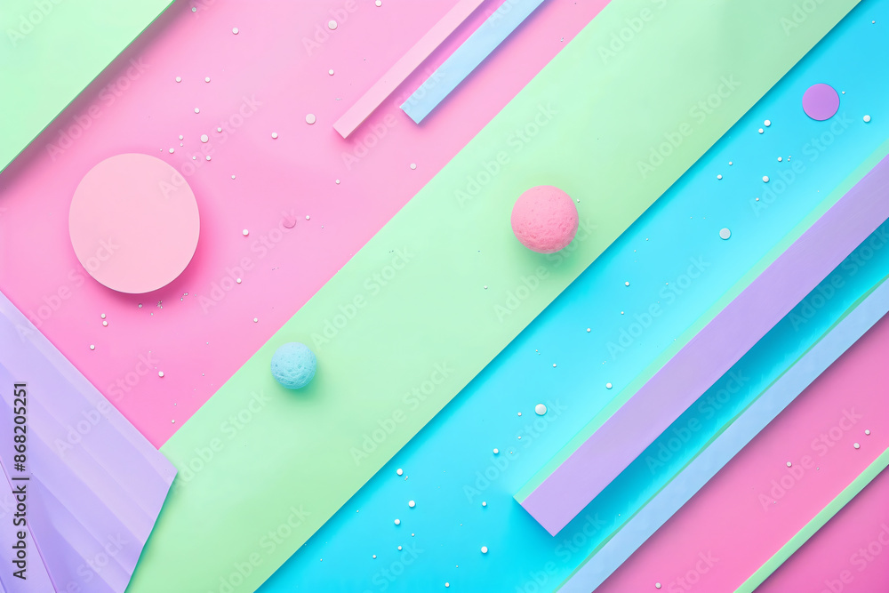 Poster soft pastel background with pink, blue, and green gradient featuring a triangular paper shape for co