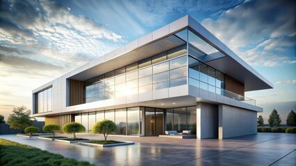 Minimal modern building with futuristic architecture, minimalist, modern, building, futuristic, architecture, design