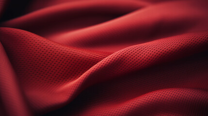 Naklejka premium Red soccer, football, basketball, volleyball, hockey, rugby, lacrosse and handball jersey clothing fabric texture sports wear background. For ads, catalog, banner, sample
