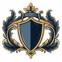 Obraz premium Hand-Drawn School Badge Clipart in Gold and Blue Emblem Element Isolated on White Background