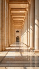 Fototapeta premium Sandstone pillars in a building AI.