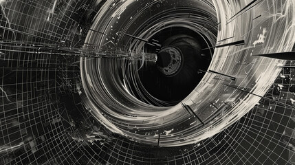 Obraz premium Technical Blueprint of a Black Hole. Generative AI