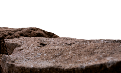 Rock cliff ,Stone Rock podium isolated on white background for a Product Display,Sea Rock Shelf with rough surface texture