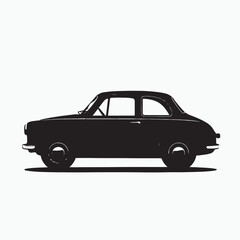 Naklejka premium Black silhouette of a car in white background