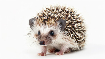 Fototapeta premium Adorable African Pygmy Hedgehog on White. Generative AI