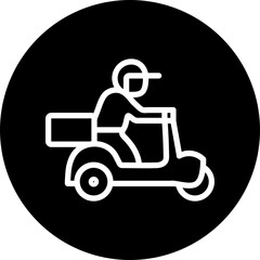 Bike courier Vector Line White Circle Black