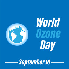 World Day for the Protection of the Earth's Protective Ozone Layer. Blue background and vector graphics