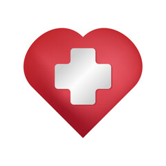
A red heart with a medical plus sign inside. Vector graphics on a white background