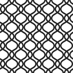 Naklejka premium Retro artdeco seamless pattern. Vintage ogee vector background. Classic minimalistic ornament with wavy lines, monochrome print for wallpaper, textile