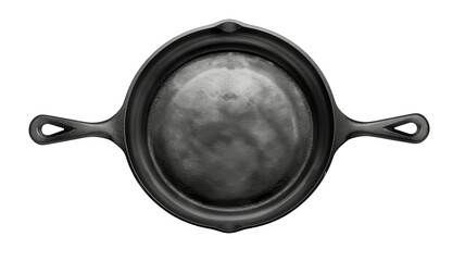 Top view of a vintage metal pot with handles, perfect for cooking-themed designs and culinary projects.