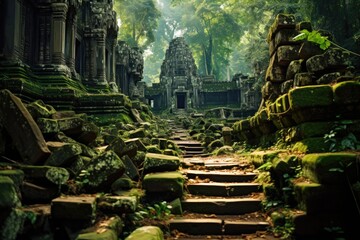 Naklejka premium The ruins of Angkor Wat, where time stands still and spirits roam freely.