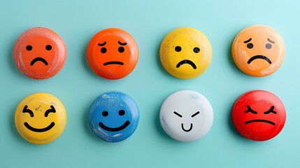 Fototapeta premium Colorful Smiley Wooden Balls - Vibrant Happiness and Positivity