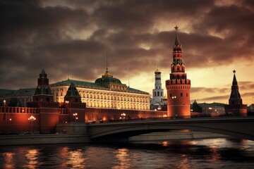 Obraz premium The Kremlin, surrounded by mystical barriers protecting its secrets.
