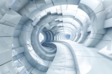 Obraz premium Abstract white futuristic tunnel. Concept of modern architecture, technology, and design.