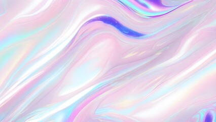 Obraz premium Holographic background seamless trendy iridescent light foil texture. Soft holographic pastel unicorn marble background pattern. Modern pearlescent blurry abstract swirl illustration.