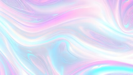 Holographic background seamless trendy iridescent light foil texture. Soft holographic pastel unicorn marble background pattern. Modern pearlescent blurry abstract swirl illustration.