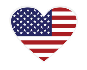 Fototapeta premium USA flag heart shaped. vector