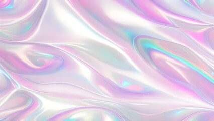 Holographic background seamless trendy iridescent light foil texture. Soft holographic pastel unicorn marble background pattern. Modern pearlescent blurry abstract swirl illustration.