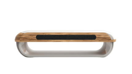 Modern outdoor bench with wireless charging on transparent background