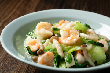 エビと青梗菜の中華炒め