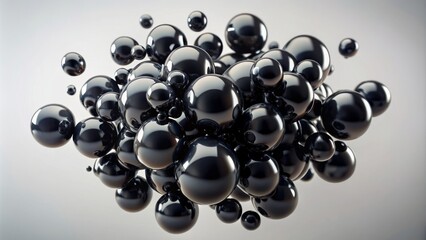 Mesmerizing 3D rendered animation of liquified black metaballs coalescing into an ethereal abstract shape suspended in white void, exuding fluid whimsy.