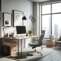 modern office interior with desk 