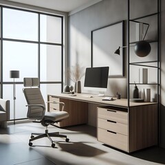 modern office interior with desk 