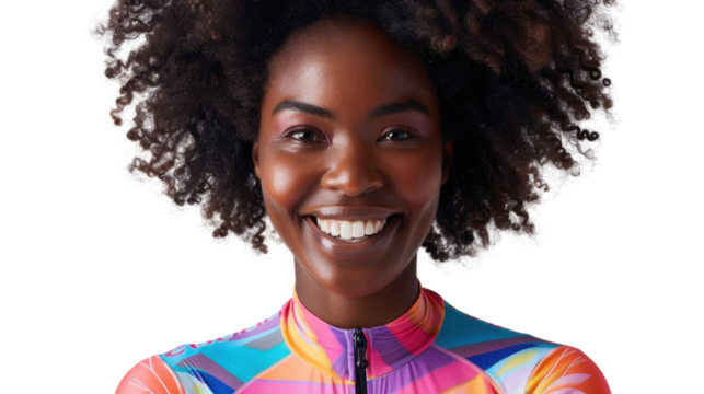 An afro-american sportswoman bright smile on transparent background - Powered by Adobe