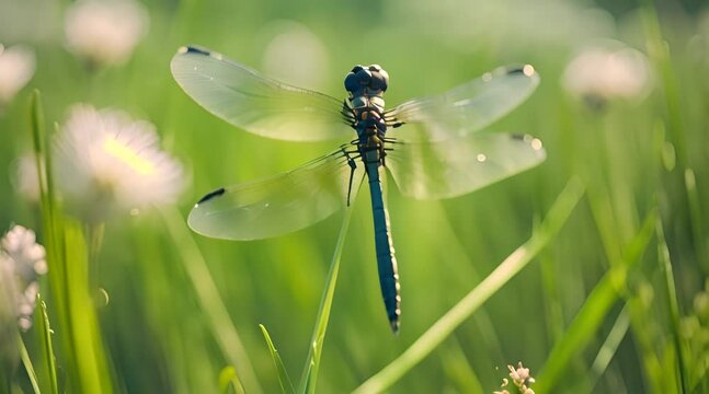dragonfly on a green leaf