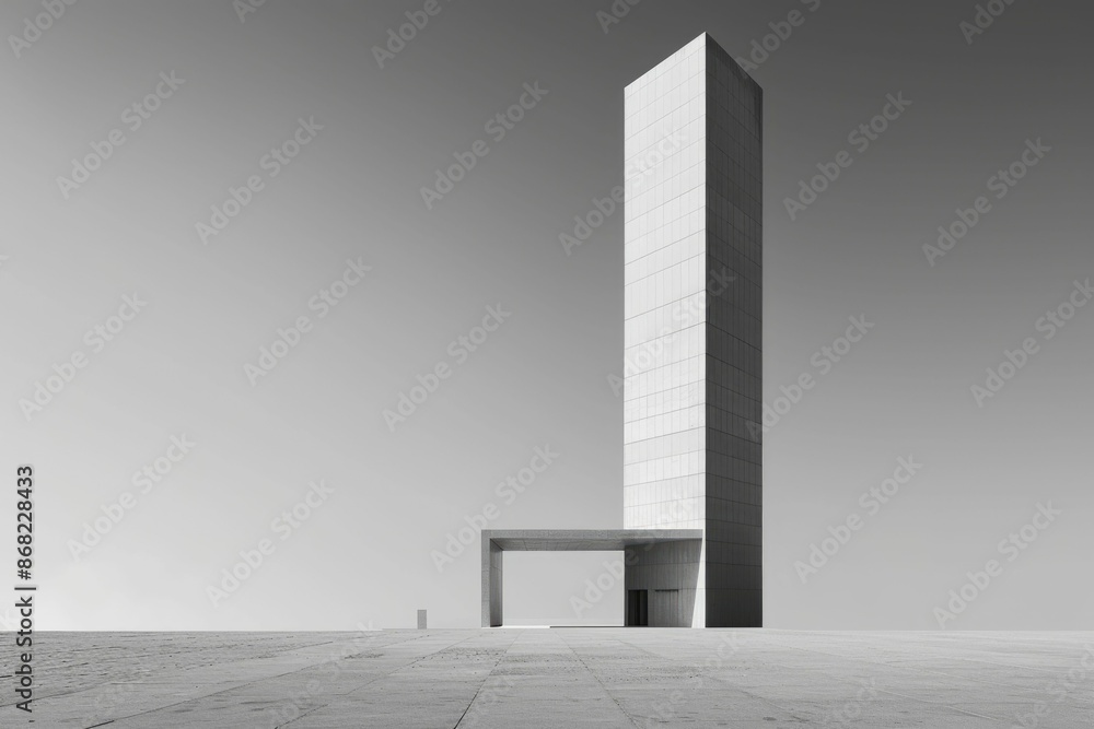 Poster the modern architectural building or skyscraper with monochrome filter. low angle view of tower cent