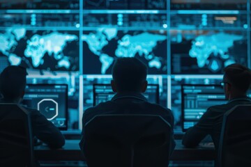 Futuristic teamwork scenario with AIenhanced productivity and immersive collaborative spaces with copy space