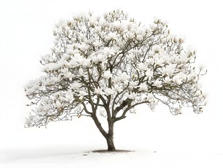 Obraz premium Stunning Magnolia Tree in Full Bloom Against Plain White Background