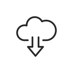 Cloud download, linear style icon. Arrow pointing down from a cloud. Editable stroke width