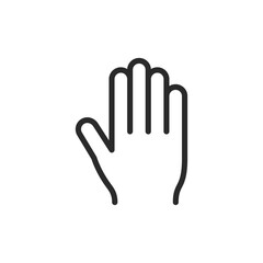 Raised Hand, linear style icon. raised hand gesture. Editable stroke width.
