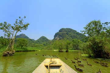 Boating through Thung Nham Bird Park, Vietnam