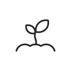 Single plant sprouting, linear style icon. plant growth, agriculture, or nature. Editable stroke width.