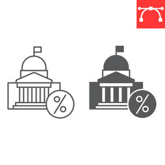 Fototapeta premium Federal income tax line and glyph icon, tax and finance, government vector icon, vector graphics, editable stroke outline sign, eps 10.