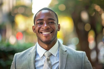 Corporate Male: African American Businessman Portrait of Joy and Happiness