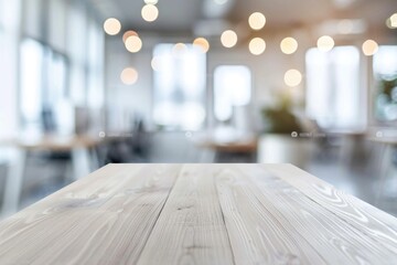 Empty Business Office. Modern Design of Blurred Background with Bokeh Light Concept