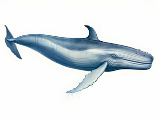 Obraz premium Blue Whale in white background, blue Whale isolated Raster object, 3D blue whale illustration