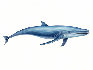 Obraz premium Blue Whale in white background, blue Whale isolated Raster object, 3D blue whale illustration