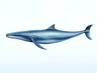 Obraz premium Blue Whale in white background, blue Whale isolated Raster object, 3D blue whale illustration