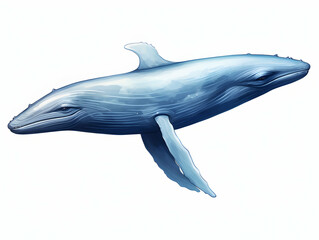 Fototapeta premium Blue Whale in white background, blue Whale isolated Raster object, 3D blue whale illustration